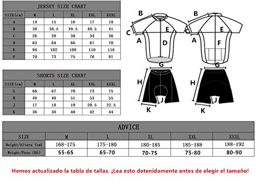 Feilaxleer Ropa Ciclismo Otoño/Invierno/Primavera para Hombre y Mujer - Ciclismo Maillot MTB de Manga Larga y Culotte Pantalones Acolchado 3D (Amarillo,L)