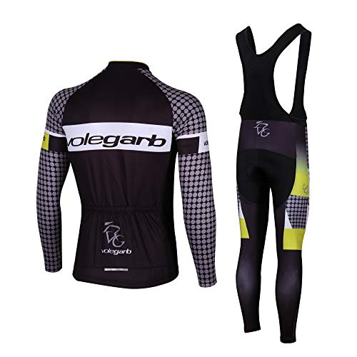 Feilaxleer Ropa Ciclismo Otoño/Invierno/Primavera para Hombre y Mujer - Ciclismo Maillot MTB de Manga Larga y Culotte Pantalones Acolchado 3D (Punto,L)