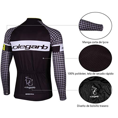 Feilaxleer Ropa Ciclismo Otoño/Invierno/Primavera para Hombre y Mujer - Ciclismo Maillot MTB de Manga Larga y Culotte Pantalones Acolchado 3D (Punto,L)