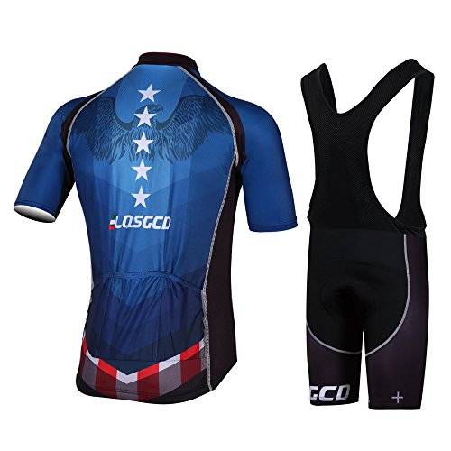 Feilaxleer Ropa Ciclismo Verano para Hombre y Mujer - Un Conjunto de Ciclismo Jersey Maillot y Culotte Pantalones Cortos (Halcón,XL)