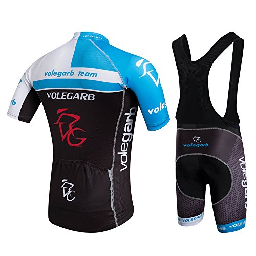 Feilaxleer Ropa Ciclismo Verano para Hombre y Mujer - Un Conjunto de Ciclismo Jersey Maillot y Culotte Pantalones Cortos (Negro Azul,XL)