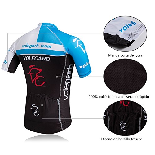 Feilaxleer Ropa Ciclismo Verano para Hombre y Mujer - Un Conjunto de Ciclismo Jersey Maillot y Culotte Pantalones Cortos (Negro Azul,XL)