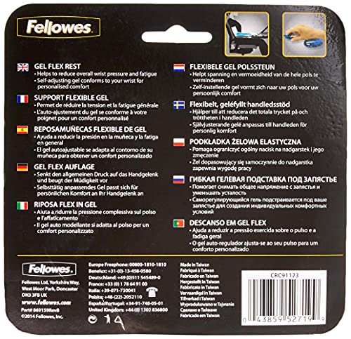 Fellowes Gel Crystals - Reposamuñecas flexible ergonómico, color negro