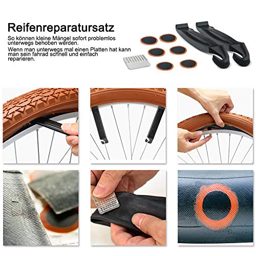 Fengzio Bolsa Bicicleta con Mini Bomba para Bicicleta y 16 en 1 Bicicleta Multiherramienta Kit De Parche De Bicicleta Son adecuadas para Bicicletas de montaña, Autos de Carrera