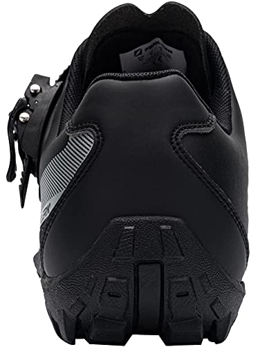 Fenlern Zapatillas de Ciclismo para Hombre Zapatos de MTB con Suela de Goma y Triple Tira de Ajustable de Correa (Negra,EU 42)