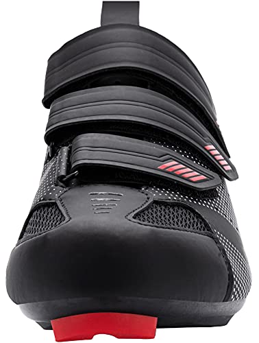 Fenlern Zapatillas de Ciclismo para Hombre,Calzado de Ciclismo de Carretera Zapatos de MTB con Suela de Carbono (Rojo Negro,EU 43)