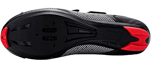 Fenlern Zapatillas de Ciclismo para Hombre,Calzado de Ciclismo de Carretera Zapatos de MTB con Suela de Carbono (Rojo Negro,EU 43)