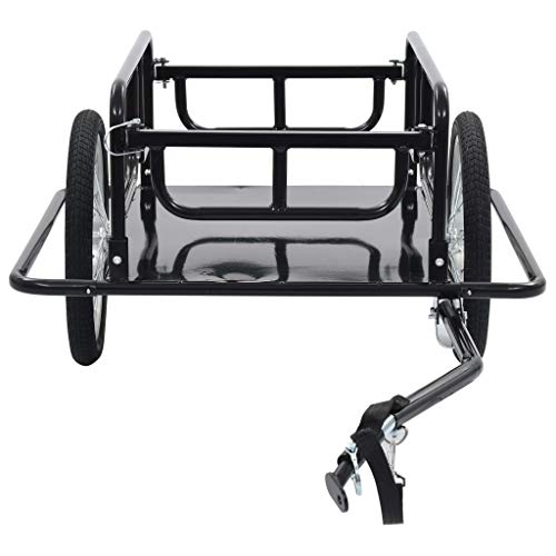 Festnight Remolque para Bicicletas Remolque de Carga para Bici 130x73x48,5 cm Negro