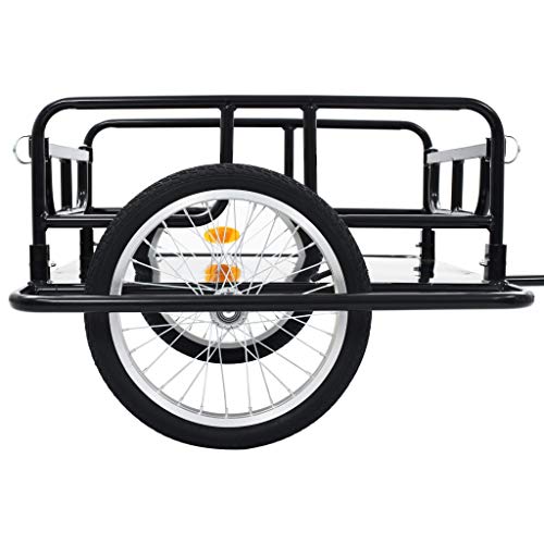 Festnight Remolque para Bicicletas Remolque de Carga para Bici 130x73x48,5 cm Negro