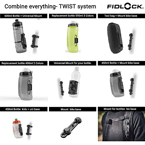 Fidlock Bottle 450 y Bike Base Portabidón magnético para Bicicleta portabidon Bicicleta Porta Botellas para Bicicleta Porta bidones para Bici MTB portabidon Bicicleta MTB