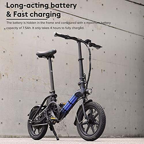 FIIDO D3 Pro - Bicicleta eléctrica plegable, aleación de aluminio, portátil, para hombre y mujer, 36 V, 7,5 Ah, 25 km/h, 60 km, 18 kg, 250 W, motor sin escobillas (negro)