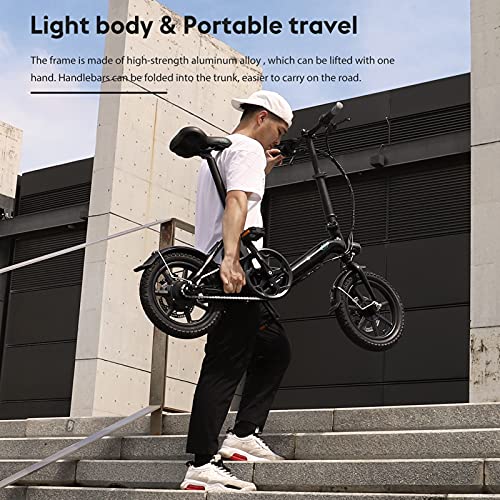 FIIDO D3 Pro - Bicicleta eléctrica plegable, aleación de aluminio, portátil, para hombre y mujer, 36 V, 7,5 Ah, 25 km/h, 60 km, 18 kg, 250 W, motor sin escobillas (negro)