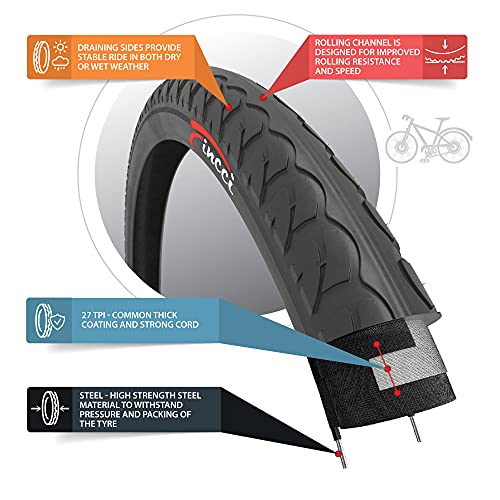 Fincci 26 x 1 3/8 Solo tamaño. No para Rueda estándar 26 - Pulgadas Cubierta para Carretera MTB Montaña Hibrida Bici Bicicleta