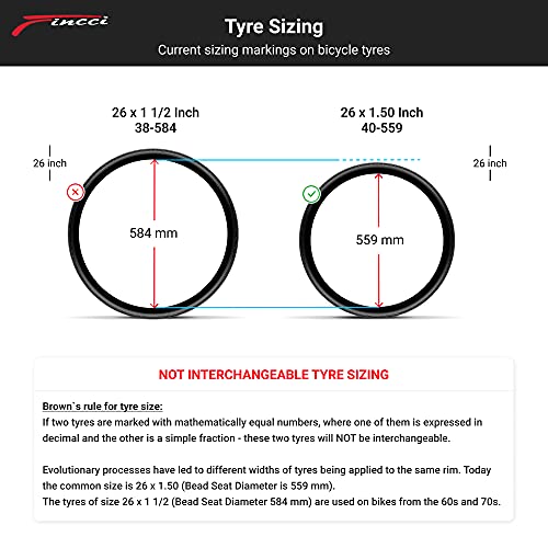 Fincci 26 x 1,50 Pulgadas Slick Cubierta para Carretera MTB Montaña Hibrida Bici Bicicleta