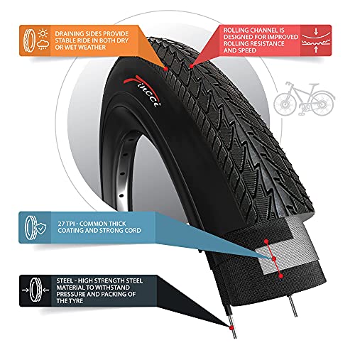 Fincci 26 x 1,50 Pulgadas Slick Cubierta para Carretera MTB Montaña Hibrida Bici Bicicleta