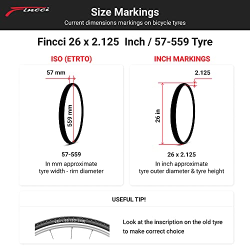 Fincci 26 x 2,125 Pulgadas 54-559 Cubierta para Carretera MTB Montaña Hibrida Bici Bicicleta