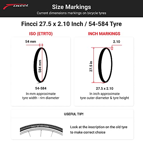 Fincci 27,5 x 2,10 Pulgadas 54-584 Plegable Cubierta para MTB Montaña Fuera del Camino Hibrida Bici Bicicleta