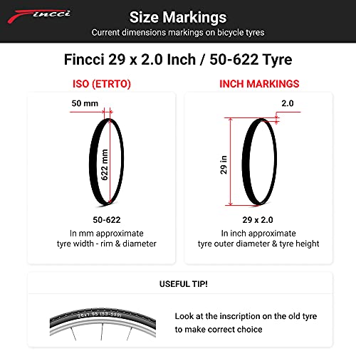 Fincci 29 x 2.0 Pulgados 52-622 Cubierta Gravel para MTB Montaña Carretera Hibrida Bici Bicicleta