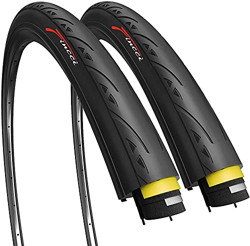 Fincci Par 700 x 25c 25-622 Plegable Cubiertas para Ciclo Carrera Carretera Carreras Turismo Bici Bicicleta (Paquete de 2)