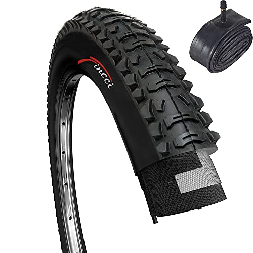 Fincci Set 26 x 1,95 Pulgadas 50-559 Plegable Cubierta con Cámara de Aire Schrader Válvula Interior para MTB Montaña Hibrida Bici Bicicleta