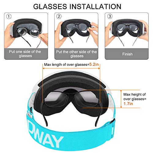 findway Gafas Esqui Niño 5~16 Años Mascara Esqui Niño Gafas de Esqui Niño Niña OTG Ajustable para Niños Anti-Niebla Protección UV Compatible con Casco para Esquiar Snowboard Deportes de Invierno