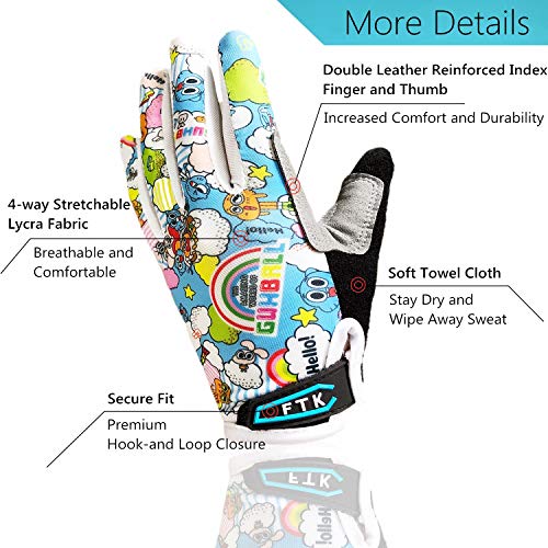 FINGER TEN Guantes de Ciclismo Niños Niñas Jóvenes Par de Dedos completos Montar en Bicicleta, Niños pequeños Montaña Carretera Bicicleta Gel Acolchado (M, Naranja Claro)