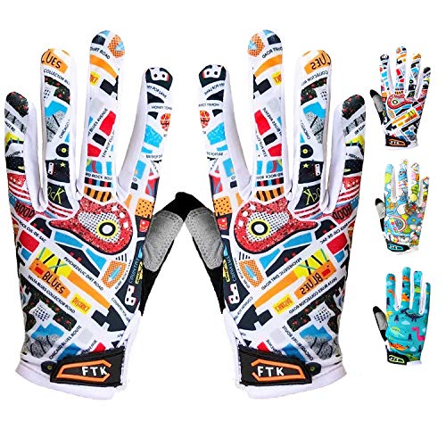 FINGER TEN Guantes de Ciclismo Niños Niñas Jóvenes Par de Dedos completos Montar en Bicicleta, Niños pequeños Montaña Carretera Bicicleta Gel Acolchado (M, Naranja Claro)