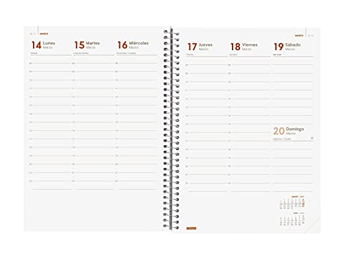 Finocam Espiral Personalizable Basics - Portadocumentos con Agenda 2022 Semana Vista Vertical, Sobremesa - E10 - 155x212 mm, Negro