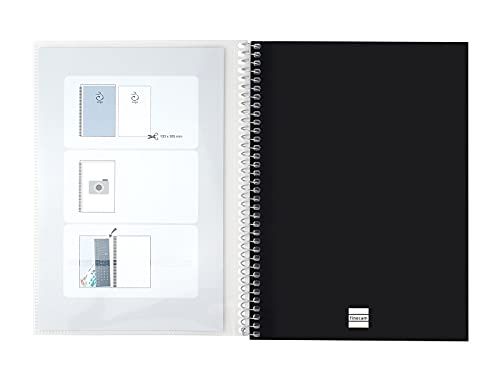 Finocam Espiral Personalizable Basics - Portadocumentos con Agenda 2022 Semana Vista Vertical, Sobremesa - E10 - 155x212 mm, Negro