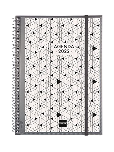 Finocam Espiral Personalizable Basics - Portadocumentos con Agenda 2022 Semana Vista Vertical, Sobremesa - E10 - 155x212 mm, Negro