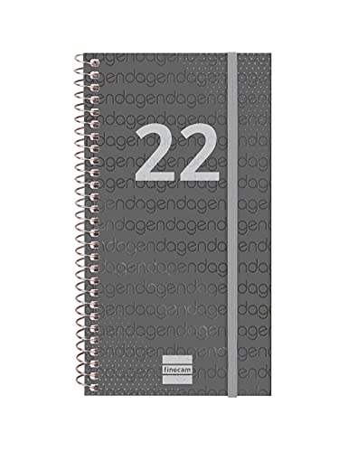 Finocam Espiral Year - Agenda Enero 2022 - Diciembre 2022 (12 meses), Pequeño - E9 - 94x171 mm, Negro
