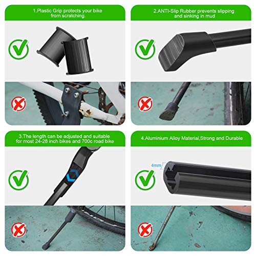FISHOAKY Pata de Cabra para Bicicleta, Aluminio Soporte Ajustable del Retroceso de Bici Caballete Bicicleta Universal Bike Stand para MTB Montaña Carreter Plegables Bicicletas