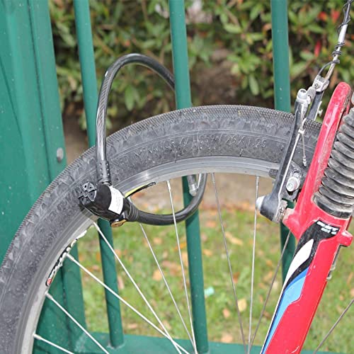 Fishtec ® Antirrobo para Bici con Alarma 95 decibelios - Candado para Bici, Scooter o Moto con Cierre de Llave, 2 Llaves Incluidas - Funciona con Pilas - Cable ⌀ 2 CM, Largo 62 CM - Negro