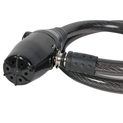 Fishtec ® Antirrobo para Bici con Alarma 95 decibelios - Candado para Bici, Scooter o Moto con Cierre de Llave, 2 Llaves Incluidas - Funciona con Pilas - Cable ⌀ 2 CM, Largo 62 CM - Negro
