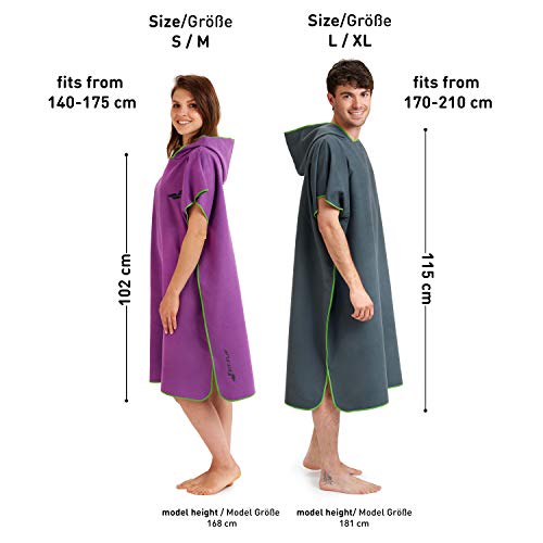 Fit-Flip Poncho de Surf – Ligero y Compacto – Toalla de Poncho para Adultos – Poncho Playa, Poncho de Microfibra para Hombres y Mujeres – Albornoz Natacion – Color: Verde-Azul Oscuro, Tamaño: M