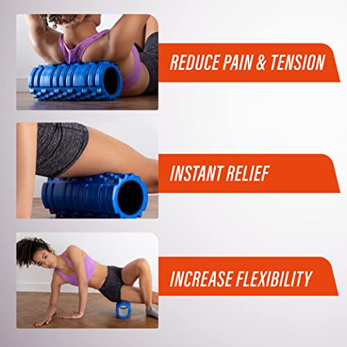 Fit Nation rodillo masaje muscular con libro de ejercicios, rodillo foam roller ultraligero con núcleo hueco, para un alivio profundo del dolor, ideal para corredores, ciclistas, futbolistas, atletas