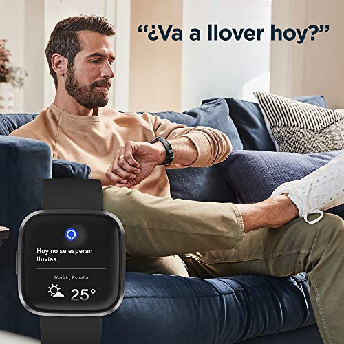 Fitbit Versa 2, Smartwatch con control por voz, puntuación del sueño y música, batería de +4 días