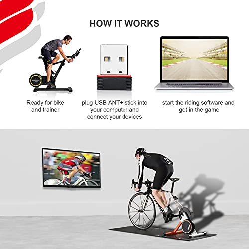 Fitcent Ant+ Dongle compaFitcenttible coB09DCT6YLYn Zwift, TacX, Garmin Forerunner 245 310XT 405 405CX 410 610 910XT - Memoria USB para CycleOps Trainer PerfPRO Studio TrainerRoad