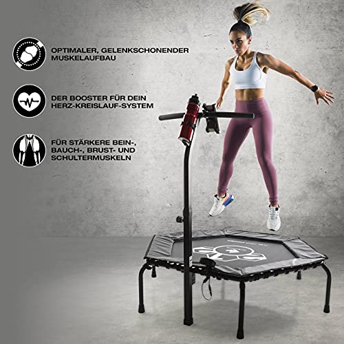 FitEngine trampolín de fitness inteligente | entrenamiento suave de todo el cuerpo + asa ajustable, ordenador de entrenamiento y correas de estiramiento