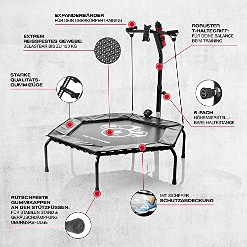 FitEngine trampolín de fitness inteligente | entrenamiento suave de todo el cuerpo + asa ajustable, ordenador de entrenamiento y correas de estiramiento