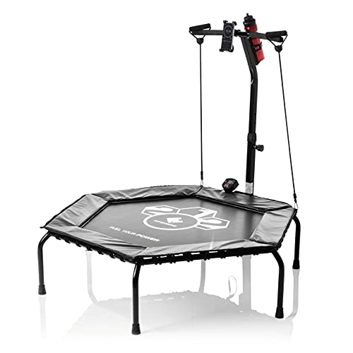 FitEngine trampolín de fitness inteligente | entrenamiento suave de todo el cuerpo + asa ajustable, ordenador de entrenamiento y correas de estiramiento