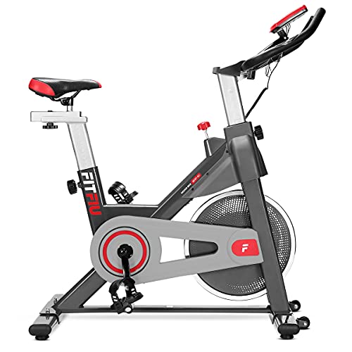 FITFIU BESP-50 - Bicicleta Indoor con disco inercia 11 kg, múltiples niveles de resistencia, manillar de triatlón, Pulsómetro y pantalla LCD, Bici para casa entrenamiento Cardio y Fitness