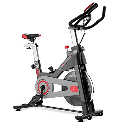 FITFIU BESP-50 - Bicicleta Indoor con disco inercia 11 kg, múltiples niveles de resistencia, manillar de triatlón, Pulsómetro y pantalla LCD, Bici para casa entrenamiento Cardio y Fitness