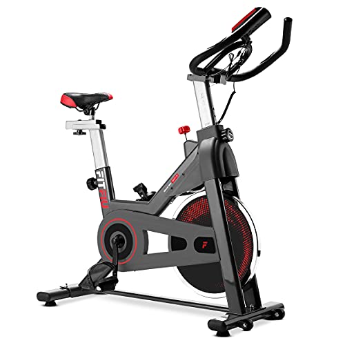 FITFIU BESP-70 - Bicicleta Indoor con disco inercia 13 kg, manillar con Pulsómetro, sillín deportivo, múltiples niveles de resistencia y pantalla LCD, Bici cardio Entrenamiento Fitness