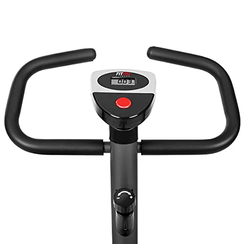 FITFIU Fitness BEST-100 - Bicicleta Estática ultracompacta con disco inercia 5kg, regulable en 8 niveles, pantalla LCD, pedales con correas fijación, peso máx 100 kg, color Gris