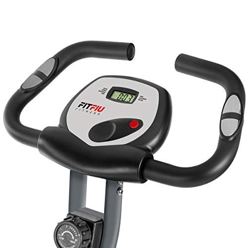 FITFIU Fitness BEST-200 - Bicicleta Estática plegable con disco de inercia de 8 kg, Pulsómetro, regulable a 8 niveles de esfuerzo, entrenamiento cardio moderado y rehabilitación, peso máx 110 kg