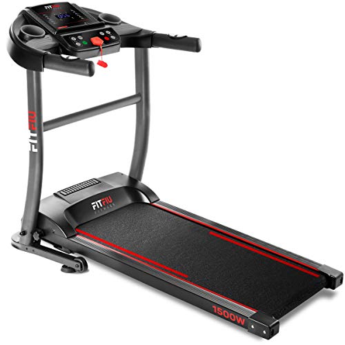 FITFIU Fitness MC-200 - Cinta de correr Plegable, velocidad ajustable hasta 14 km / h, potencia de 1500 W, superficie de carrera 40 x 110 cm, pulsómetro, 12 programas entrenamiento, peso máx 90 kg