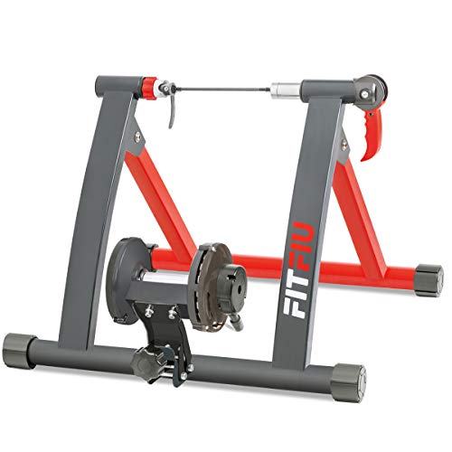 FITFIU Fitness ROB-10 - Rodillo Bicicleta plegable para entrenamiento indoor, con regulador de resistencia 6 niveles y soporte rueda, Rodillo bici compatible con ruedas de 26’’ a 29’’