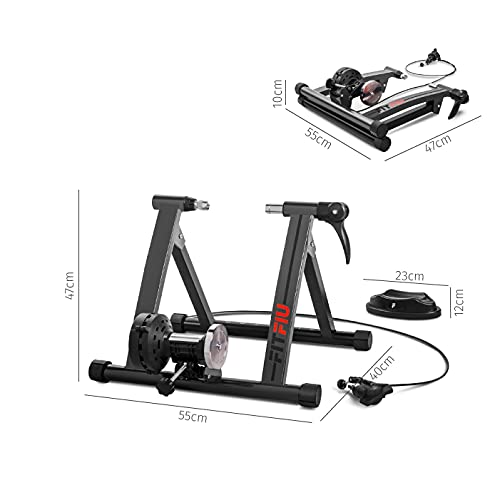 FITFIU Fitness ROB-20 - Rodillo Bicicleta plegable con 5 niveles de resistencia, compatible ruedas 26” a 29”, MTB y carretera, Rodillo entrenamiento para sesiones indoor, peso máx. 150kg