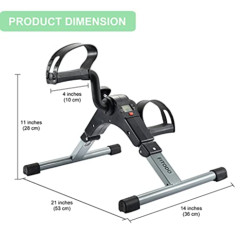 FITODO Pedales Estaticos Ejercicio de Mini Bicicleta con Monitor LCD para Pierna y el Brazo de Rehabilitación(Gris)